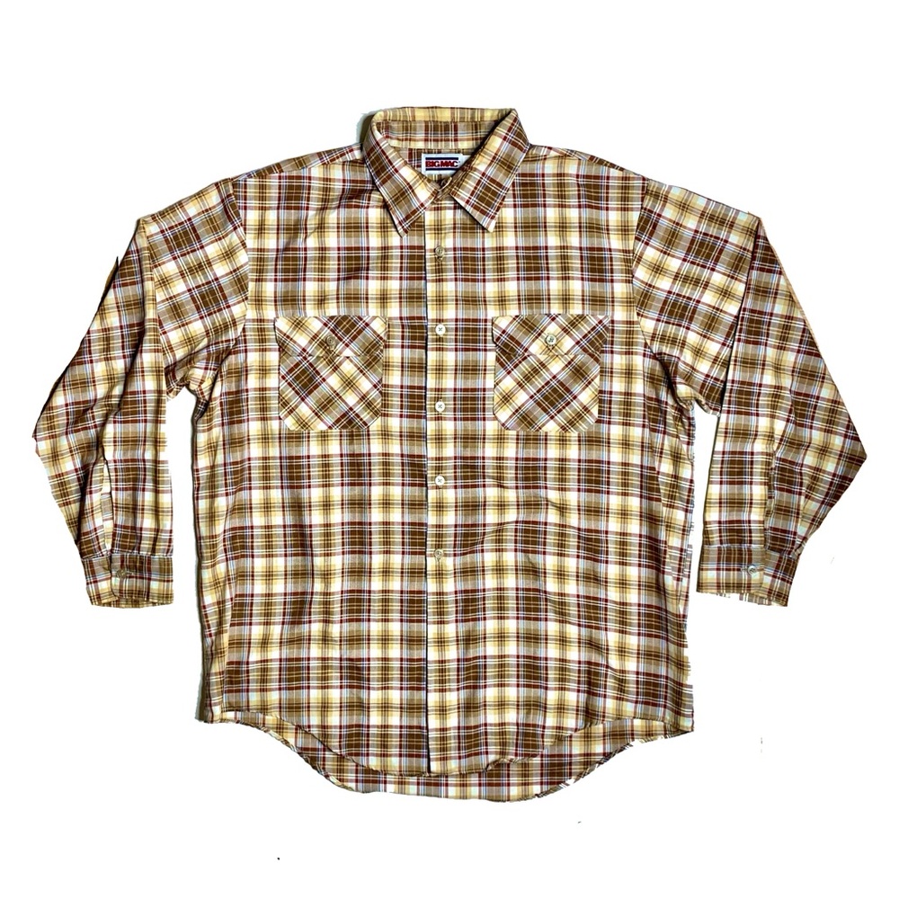 Vintage Big Mac Brown Plaid Button Up Long Sleeve Shirt